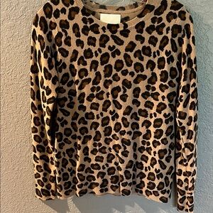 Cynthia Rowley Brown Leopard Print Cashmere Sweater